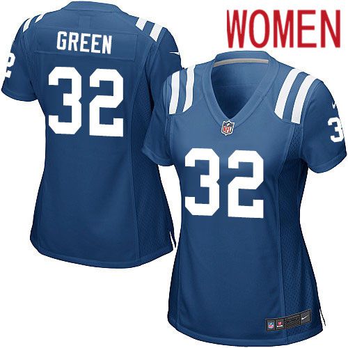 Women Indianapolis Colts #32 T.J. Green Nike Royal Game Player NFL Jersey->women nfl jersey->Women Jersey